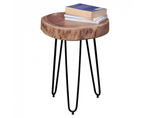 Wohnling Beistelltisch »Massivholz Akazie Beistelltisch BAGLI 35 x 35 cm Wohnzimmertisch Massiv Anstelltisch Holztisch Echtholz Baumkante«