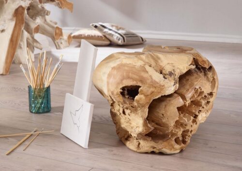 Massivmoebel24 Sitzhocker »UNIKA« (40x40x50 Teak montiert)