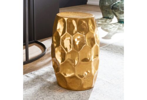 Wohnling Beistelltisch »Beistelltisch 30x47x30cm Aluminium Gold Dekotisch orientalisch rund Kleiner Hammerschlag Abstelltisch Designer Ablagetisch Metall modern Anstelltisch schmal«