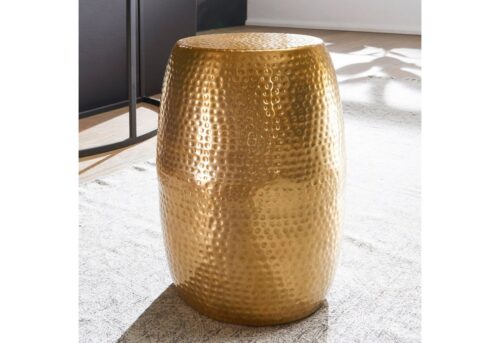 Wohnling Beistelltisch »Beistelltisch 30x49,5x30cm Aluminium Gold Dekotisch orientalisch rund Kleiner Hammerschlag Abstelltisch Designer Ablagetisch Metall modern Anstelltisch schmal«