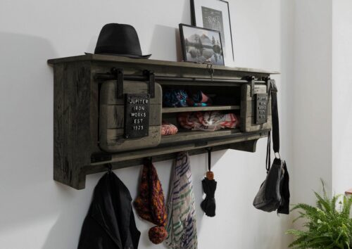 Massivmoebel24 Wandgarderobe »RAILWAY« (115x30x45 Mango montiert)
