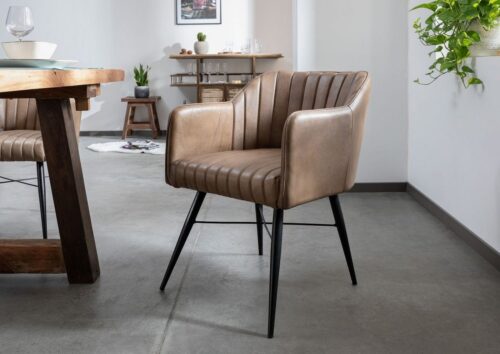 Massivmoebel24 Polsterstuhl »IRON LABEL«, hochwertiges Büffel-Leder