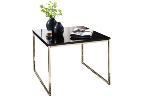 Wohnling Beistelltisch »Couchtisch 60x50x60 cm Metall Holz Sofatisch Schwarz / Gold Design Wohnzimmertisch quadratisch Stubentisch mit Metallgestell Kaffeetisch klein Wohnzimmer Loungetisch modern«