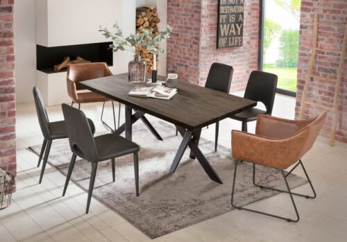 SIT Esstisch »Tisch 180x100 cm Platte Balkeneiche geölt, Gestel«, Platte Balkeneiche geölt, Gestell Metall