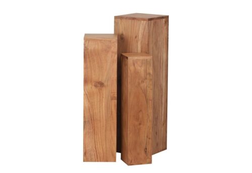 Wohnling Beistelltisch »WL1.567«, 3er Set Massivholz 24,5x85x24,5 cm Akazie Tische Holztisch Natur-Produkt Echtholz e Dekosäulen Drei Holztische Braun Blumenhocker Holz Modern