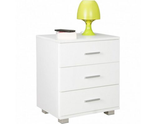 Wohnling Beistelltisch »Nachtkonsole LATINA Holz Nachttisch modern mit 3 Schubladen weiss Design Nachtkästchen 45 x 54 x 34 cm Kleines Nachtschränkchen«