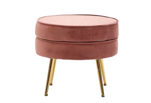Wohnling Polsterhocker »WL6.433«, Sitzhocker Samt Pink 51x46x51 cm Fußhocker Rund Gepolstert Ottomane Groß für Sofa Beinablage Stoff für Relaxsessel Wohnzimmer