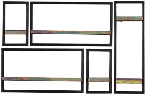 SIT Regal »Wandregal-Set, 5-teilig Altholz mit starken Gebrau«, Altholz mit starken Gebrauchsspuren, lackiert, Rahmen aus Metall