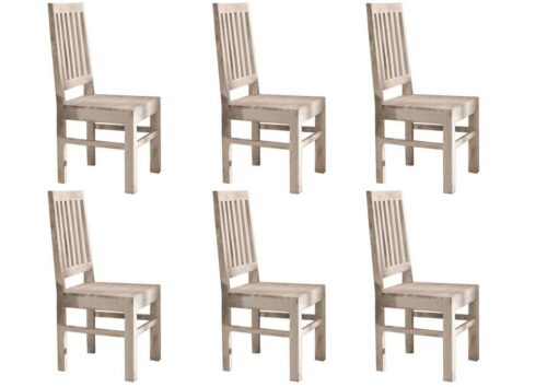 Massivmoebel24 Holzstuhl »NATURE WHITE« (Stilvoller Stuhl mit edlen Verstrebungen der Rückenlehne, im 6er Set, natur getüncht 45x45x45 Akazie montiert), Echtholz, Modern, 6er Set