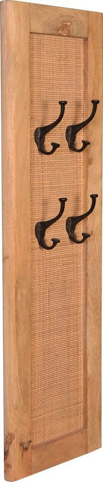 SIT Garderobenpaneel, Massivholzrahmen mit Rattan-Einsatz