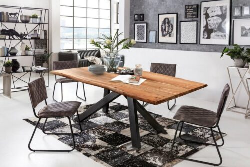 SIT Esstisch »Tisch 200x100 cm Platte Akazie, Gestell Metall«, Platte Akazie, Gestell Metall