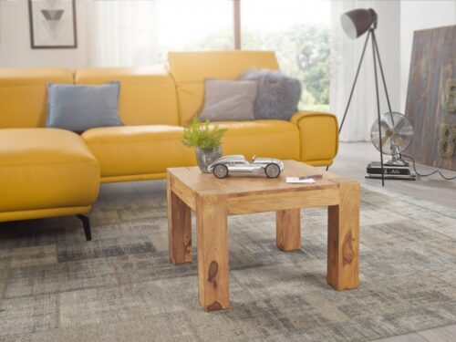 Wohnling Couchtisch »Couchtisch Massiv-Holz Akazie 60 cm breit Wohnzimmer-Tisch Design braun Landhaus-Stil Beistelltisch natur«
