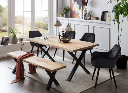 Home affaire Esstisch »Tristano«, Eiche massiv natur geölt, mit echter Baumkante