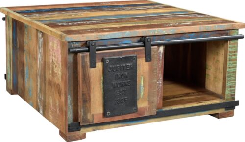 SIT Couchtisch »Jupiter«, aus recyceltem Altholz, mit Schiebetüren, Shabby Chic, Vintage, quadratisch
