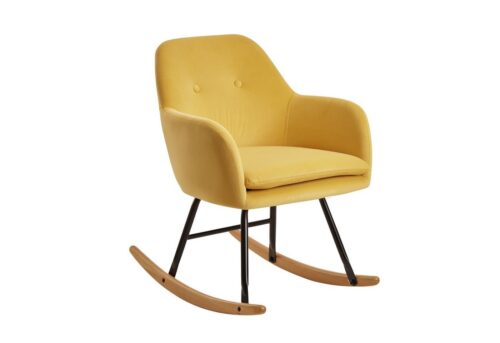 Wohnling Schaukelstuhl »WL6.209«, Schaukelsessel Gelb 71x76x70cm Design Relaxsessel Samt / Holz Schwingsessel mit Gestell Polster Relaxstuhl Sessel Moderner Schwingstuhl