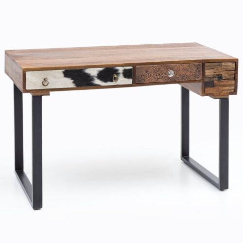 Wohnling Schreibtisch »WL5.097«, PATNA 120 x 60 x 79 cm Massiv Holz Laptoptisch Mango Natur Landhaus-Stil Arbeitstisch mit Schubladen Bürotisch PC-Tisch (FSC® Recycled)
