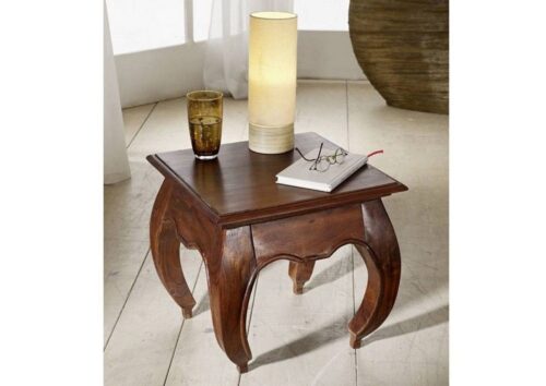 Massivmoebel24 Nachttisch »OPIUM« (Formschöner Nachttisch mit Schublade im Landhausstil, in braun lackiert 45x45x42 Akazie), Orientalisch