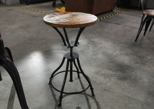 Massivmoebel24 Hocker »INDUSTRIAL« (Drehhocker in einer Kombination aus Holz und Eisen, bunt lackiert 40x40x57 Altholz montiert), Unikat,60% wiederverwertetes Altholz,used-optik,Einzelstück,höhenverstellbar