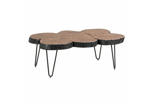 Wohnling Couchtisch »WL1.510«, BAGLI Massiv-Holz Akazie 115 cm breit Wohnzimmer-Tisch Design Metallbeine Landhaus-Stil Beistelltisch