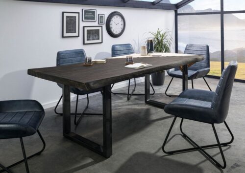 Massivmoebel24 Baumkantentisch »FREEFORM« (220x100x77 Mango, Esstisch Baumkantentisch aus Echtholz echte Baumkante massiv), Echte Baumkante, Natürliche Risse und Unebenheiten