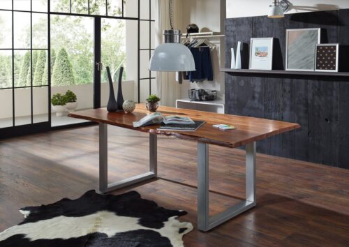 Massivmoebel24 Baumkantentisch »FREEFORM« (200x100x76 Akazie)