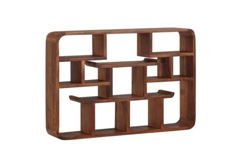 Wohnling Wandregal »WL6.529«, 80x55x15 cm Sheesham Massivholz Hängeregal Modern Schwebend Großes Design Schweberegal Regal Hängend Wohnzimmer Bücherregal Wand