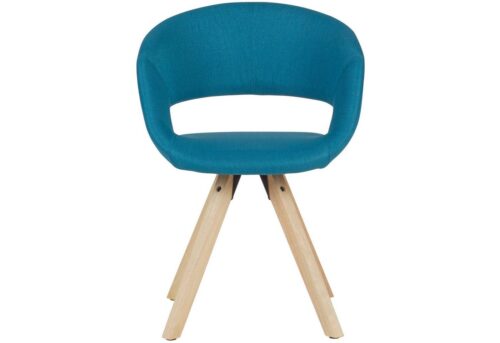 Wohnling 4-Fußstuhl »WL6.025«, Esszimmerstuhl Petrol Stoff Massivholz Retro Küchenstuhl mit Lehne Stuhl mit Holzfüßen Polsterstuhl Maximalbelastbarkeit 110 kg