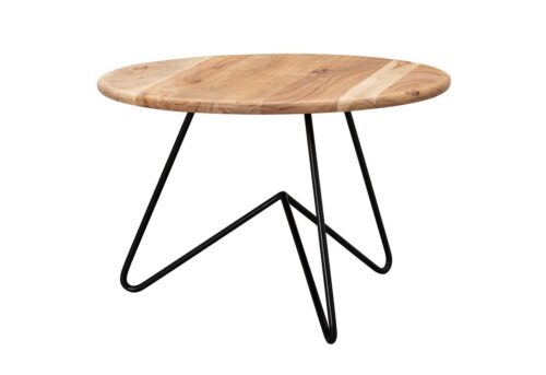 Wohnling Couchtisch »WL5.956«, 60x39,5x60 cm Akazie Massivholz / Metall Sofatisch Design Wohnzimmertisch Rund Kaffeetisch Massiv Kleiner Tisch Wohnzimmer