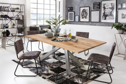 SIT Esstisch »Tisch 180x100 cm Platte Wildeiche geölt, Gestell«, Platte Wildeiche geölt, Gestell Metall