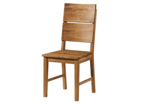 Massivmoebel24 Holzstuhl »BERLIN« (Stilvoller Esszimmerstuhl mit moderner Rückenlehne, im 6er Set, natur gölt 42x50x50 Wildeiche), natürliche Holzmaserung, zweigeteilte Rückenlehne