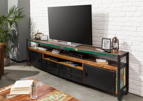 Massivmoebel24 TV-Board »INDUSTRIAL« (238x43x70 Altholz montiert)