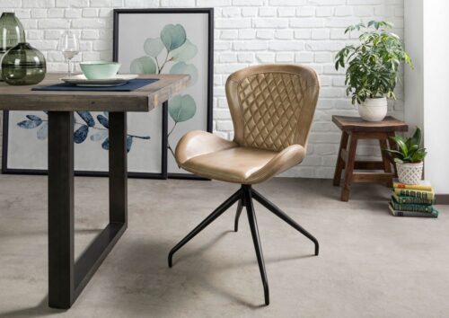 Massivmoebel24 Polsterstuhl »IRON LABEL«, Echtes Büffel-Leder, Eisengestell