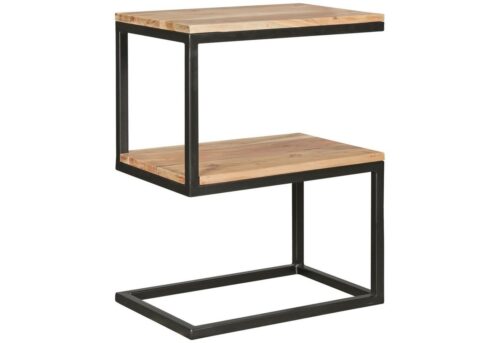 Wohnling Beistelltisch »WL5.208«, AKOLA S-Form Massiv-Holz Akazie / Metall 45 x 60 x 30 cm Design Wohnzimmertisch Landhaus-Stil Anstelltisch Ablagetisch eckig