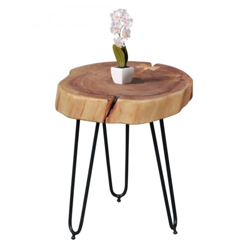 Wohnling Beistelltisch »Massivholz Akazie Beistelltisch BAGLI 30 x 30 cm Wohnzimmertisch Massiv Anstelltisch Holztisch Echtholz Baumkante«