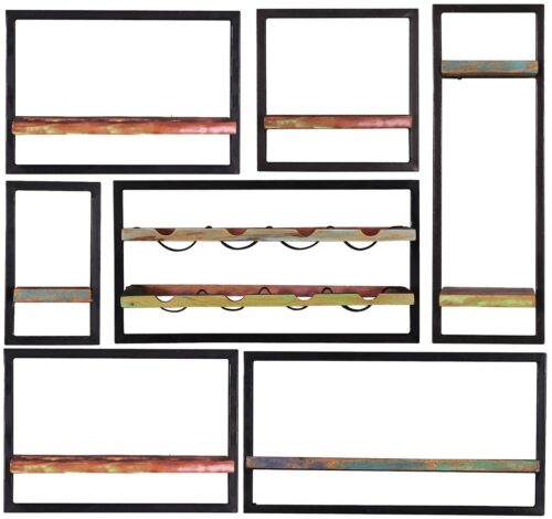 SIT Regal »Wandregal-Set, 7-teilig Altholz mit starken Gebrau«, Altholz mit starken Gebrauchsspuren, lackiert, Rahmen aus Metall
