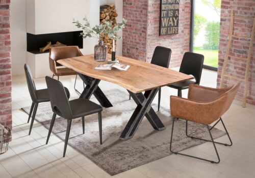 SIT Esstisch »Tisch 180x90 cm Platte Akazie, Gestell Metall«, Platte Akazie, Gestell Metall