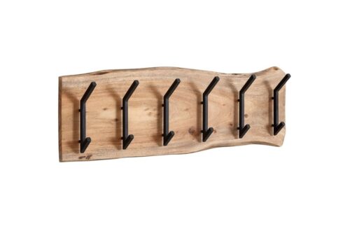 Wohnling Garderobenpaneel »WL6.359«, Akazie Massivholz / Metall 100 x 29 x 12,5 cm Hakenleiste Flurgarderobe Wand Garderobe Holz