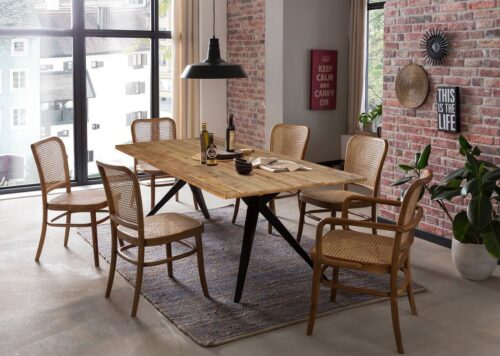 SIT Esstisch »Tisch 180x100 cm Platte Pinie, Gestell Metall«, Platte Pinie, Gestell Metall