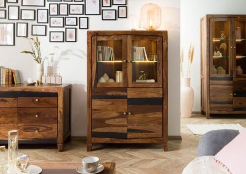 Massivmoebel24 Highboard »ANCONA« (100x45x150 Sheesham)