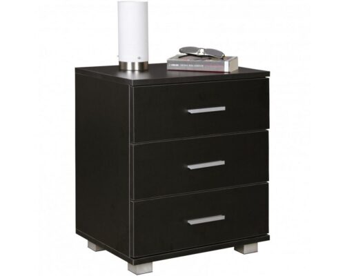 Wohnling Beistelltisch »Nachtkonsole LATINA Holz Nachttisch modern mit 3 Schubladen schwarz Design Nachtkästchen 45 x 54 x 34 cm Kleines Nachtschränkchen«