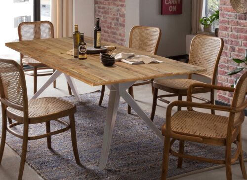 SIT Esstisch »Tisch 220x100 cm Platte Pinie, Gestell Metall«, Platte Pinie, Gestell Metall