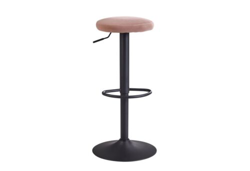 Wohnling Barhocker »WL6.197«, Barstuhl Rosa Samt Hocker ohne Lehne 58 - 79 cm Küchenhocker Stoff / Metall 100kg Design Tresenhocker Drehbar Bistrohocker