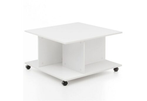 Wohnling Beistelltisch »Design Couchtisch WL5.742 Weiß 74 x 74 x 43,5 cm Drehbar mit Rollen Wohnzimmertisch Coffee Table Klein Sofatisch Loungetisch Holz Kaffeetisch mit Stauraum«