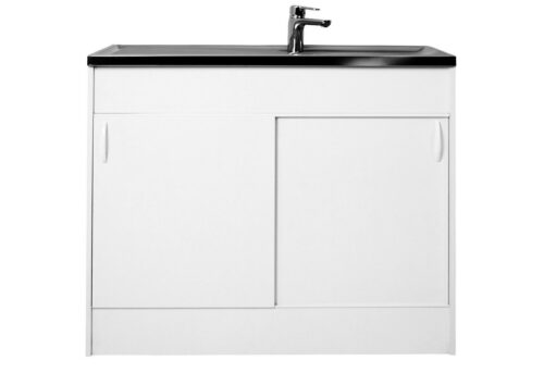 RESPEKTA Spülenschrank inkl. Edelstahl-Auflagenspüle und Ab- und Überlaufgeranitur