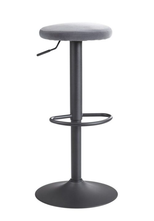 Wohnling Barhocker »WL6.200«, Barstuhl Dunkelgrau Samt Hocker ohne Lehne 58 - 79 cm Küchenhocker Stoff / Metall 100kg Design Tresenhocker Drehbar Bistrohocker