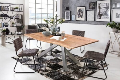 SIT Esstisch »Tisch 200x100 cm Platte Akazie, Gestell Metall«, Platte Akazie, Gestell Metall