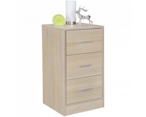 Wohnling Beistelltisch »Nachtkonsole FOGGIA Holz Nachttisch modern mit 3 Schubladen sonoma Design Nachtkästchen 37,5 x 68 x 35 cm Extra hohes Nachtschränkchen«