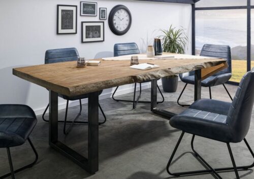 Massivmoebel24 Baumkantentisch »FREEFORM« (180x90x77 Mango, Esstisch Esszimmertisch Küchentisch aus Echtholz massiv), Echte Baumkante, Natürliche Risse und Unebenheiten