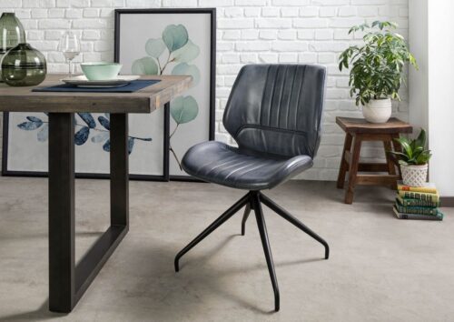 Massivmoebel24 Polsterstuhl »IRON LABEL«, Echtes Büffel-Leder, Eisengestell