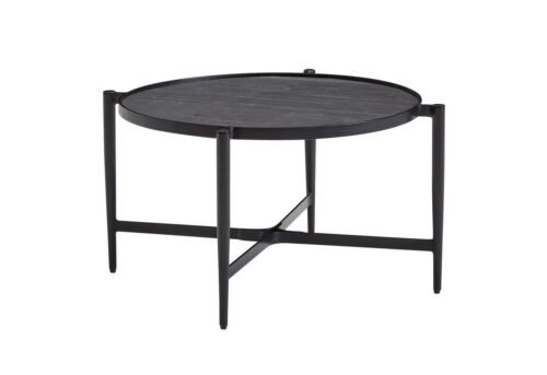 Wohnling Couchtisch »WL6.632«, 70x70x38 cm Stein / Metall Sofatisch Anthrazit Industrial Design Wohnzimmertisch Rund Steintisch Kaffeetisch Tisch Wohnzimmer Stubentisch